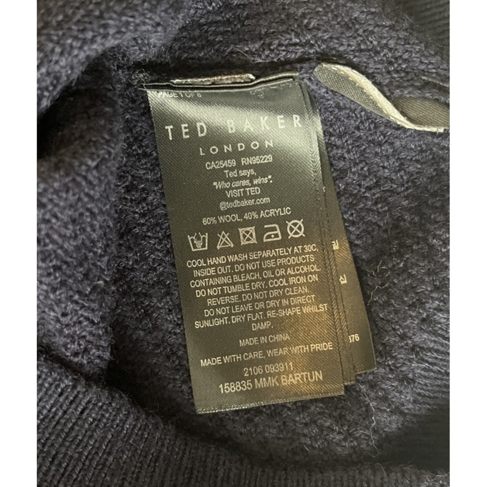 Ted Baker Men's Size XXL / Ted 6 Wool Blend Blue White Stripe Long Sleeve - Picture 4 of 8